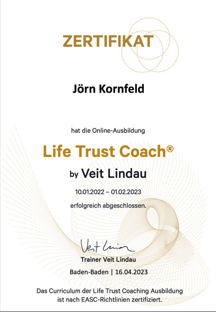 Life Trust Coach by Veit Lindau Zertifikat
