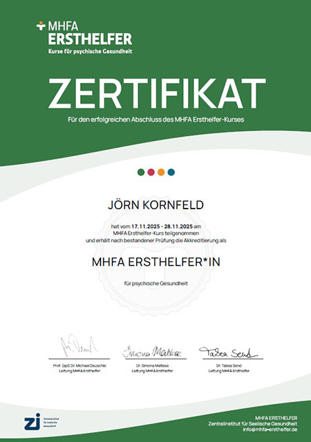 MHFA Ersthelfer Zertifikat
