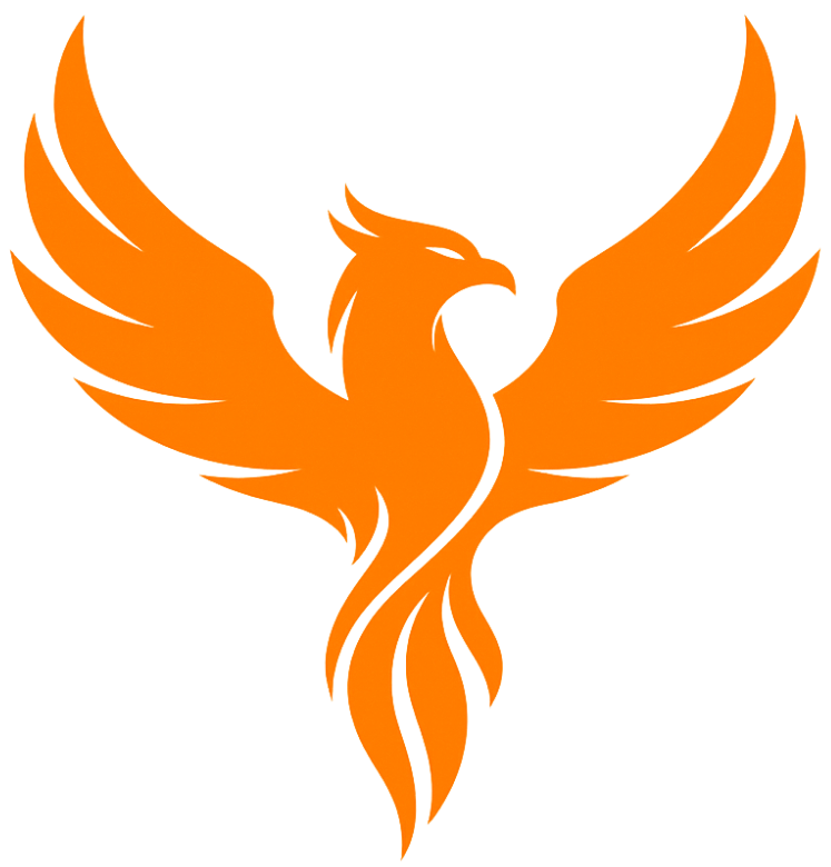 Icon eines aufsteigenden Phoenix in orange